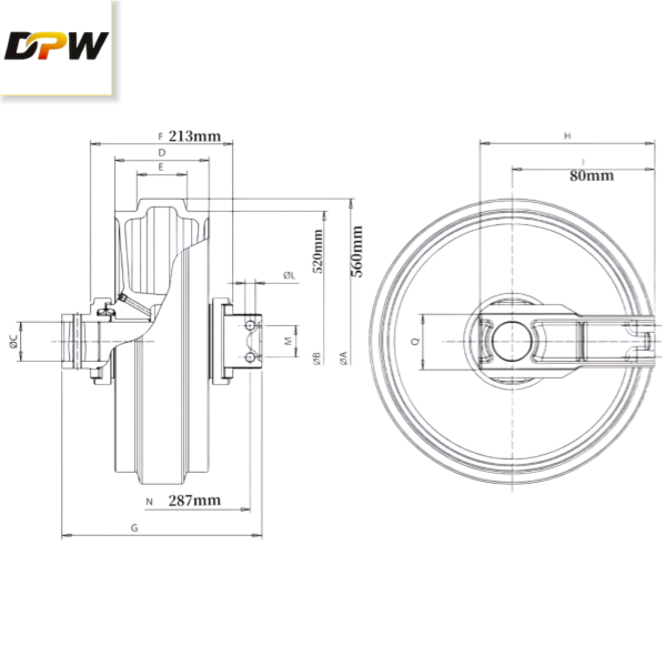DH220 idler CAD drawing image