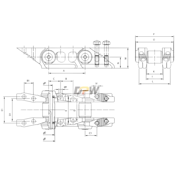 D9R TRACK LINK CAD drawing