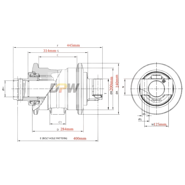ZX450 track roller CAD drawing