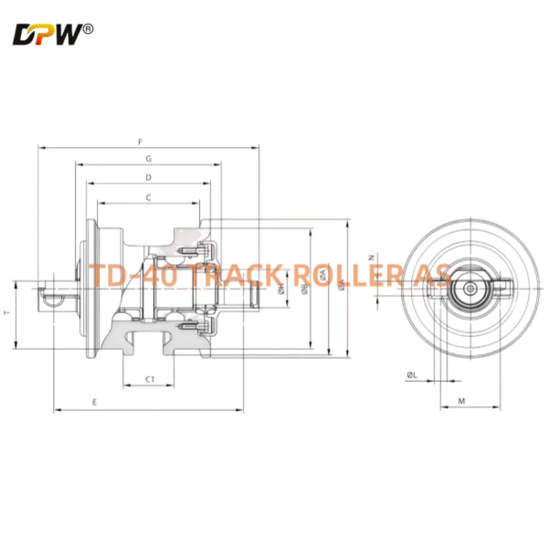 DRESSTA 395140210/395140213 TD40E SF/DF Track Bottom Roller Assy/Heavy duty Tractor and Dozer Chassis component source factory and manufacturer-HANGONG MACHINERY PARTS 