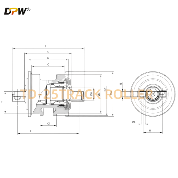 DRESSTA UG244D0T/UF244D0T TD25M DF/SF Track Bottom Roller Assy/Heavy duty Tractor and Dozer undercarriage part source factory and manufacturer 